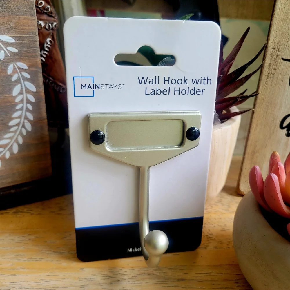 Mainstays Silver Wall Hook with Label Holder